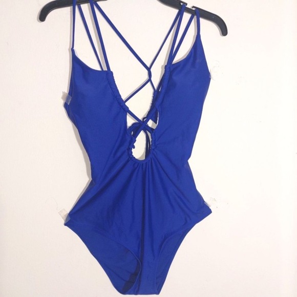 NWT Cupshe Women's Vacation Strappy Cut Out 1-Piece Swimsuit Royal Blue Size L - Picture 10 of 12